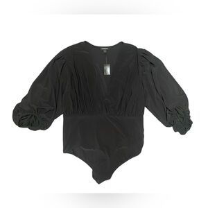 Express Bubble Sleeve Black Bodysuit